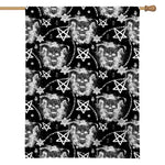 Black And White Wicca Devil Skull Print House Flag