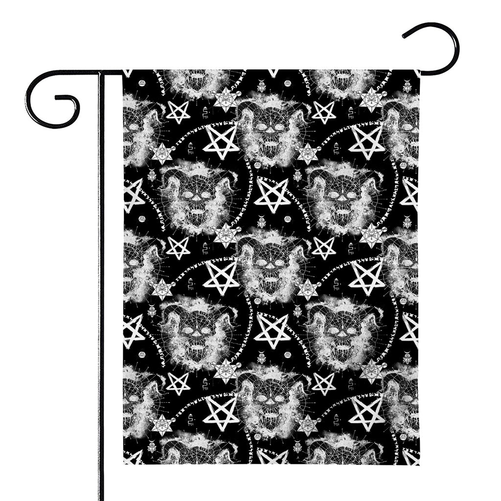 Black And White Wicca Devil Skull Print House Flag