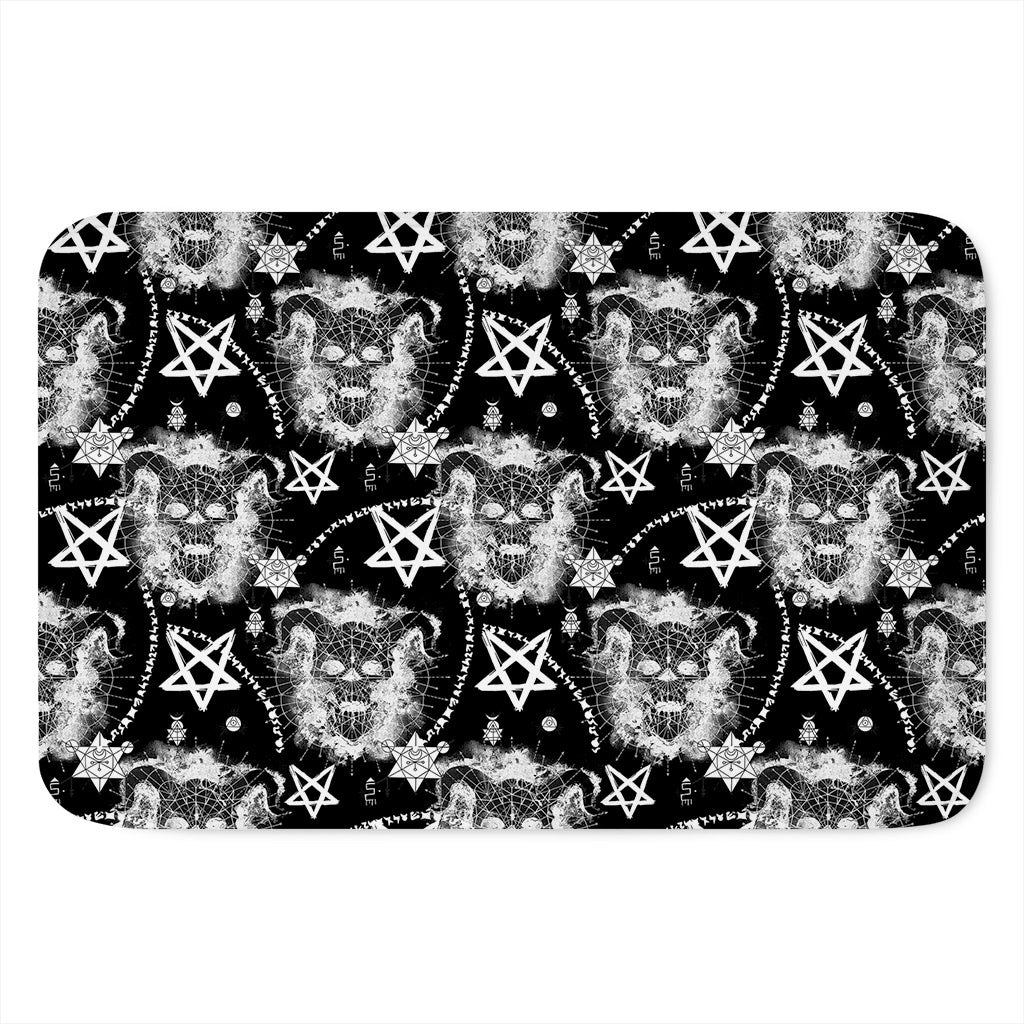 Black And White Wicca Devil Skull Print Indoor Door Mat