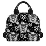 Black And White Wicca Devil Skull Print Insulated Lunch Bag