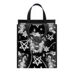 Black And White Wicca Devil Skull Print Insulated Lunch Tote
