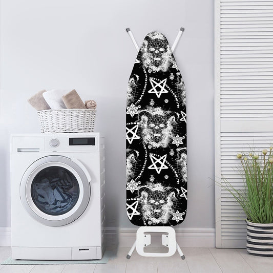 Black And White Wicca Devil Skull Print Ironing Board Cover