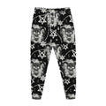 Black And White Wicca Devil Skull Print Jogger Pants