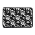 Black And White Wicca Devil Skull Print Kitchen Mat