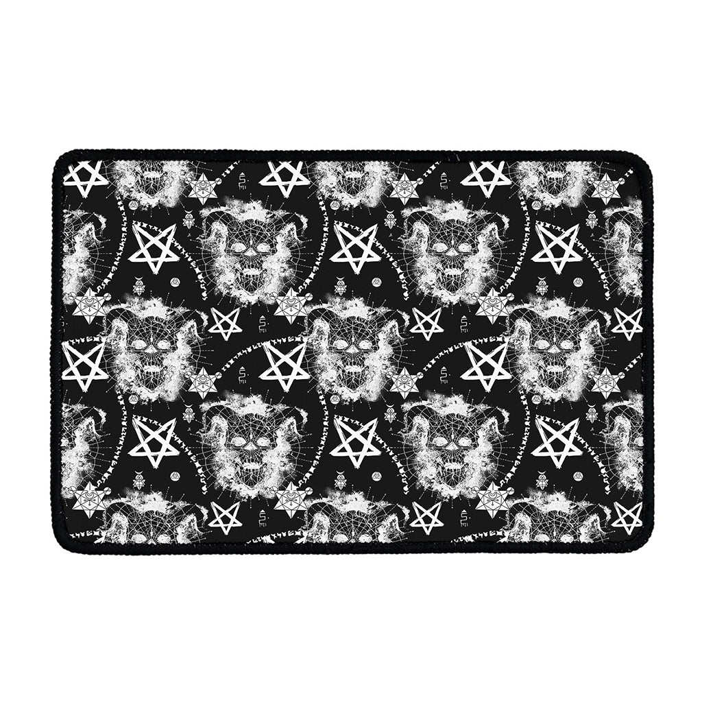 Black And White Wicca Devil Skull Print Kitchen Mat