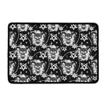 Black And White Wicca Devil Skull Print Kitchen Mat