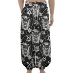 Black And White Wicca Devil Skull Print Lantern Pants