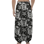 Black And White Wicca Devil Skull Print Lantern Pants