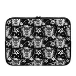 Black And White Wicca Devil Skull Print Laptop Sleeve