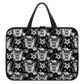 Black And White Wicca Devil Skull Print Laptop Sleeve With Handle