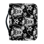Black And White Wicca Devil Skull Print Leather Bible Cover