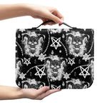 Black And White Wicca Devil Skull Print Leather Bible Cover
