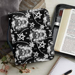 Black And White Wicca Devil Skull Print Leather Bible Cover