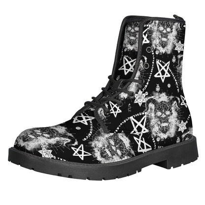 Black And White Wicca Devil Skull Print Backpack