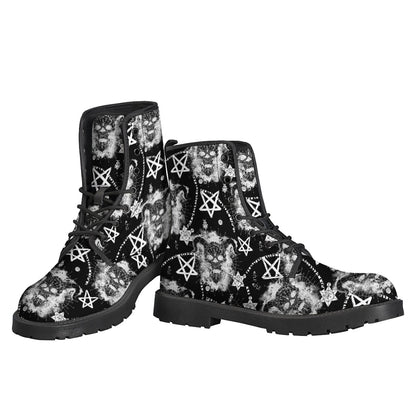 Black And White Wicca Devil Skull Print Backpack