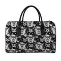 Black And White Wicca Devil Skull Print Leather Duffel Bag