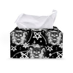 Black And White Wicca Devil Skull Print Leather Tissue Box Cover