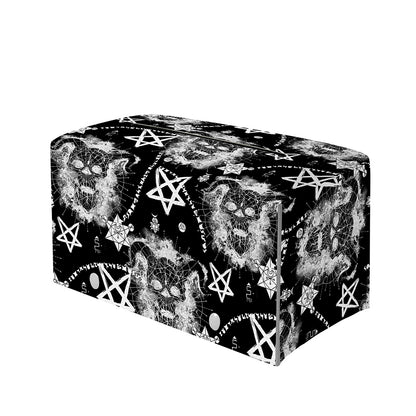 Black And White Wicca Devil Skull Print Leather Tissue Box Cover