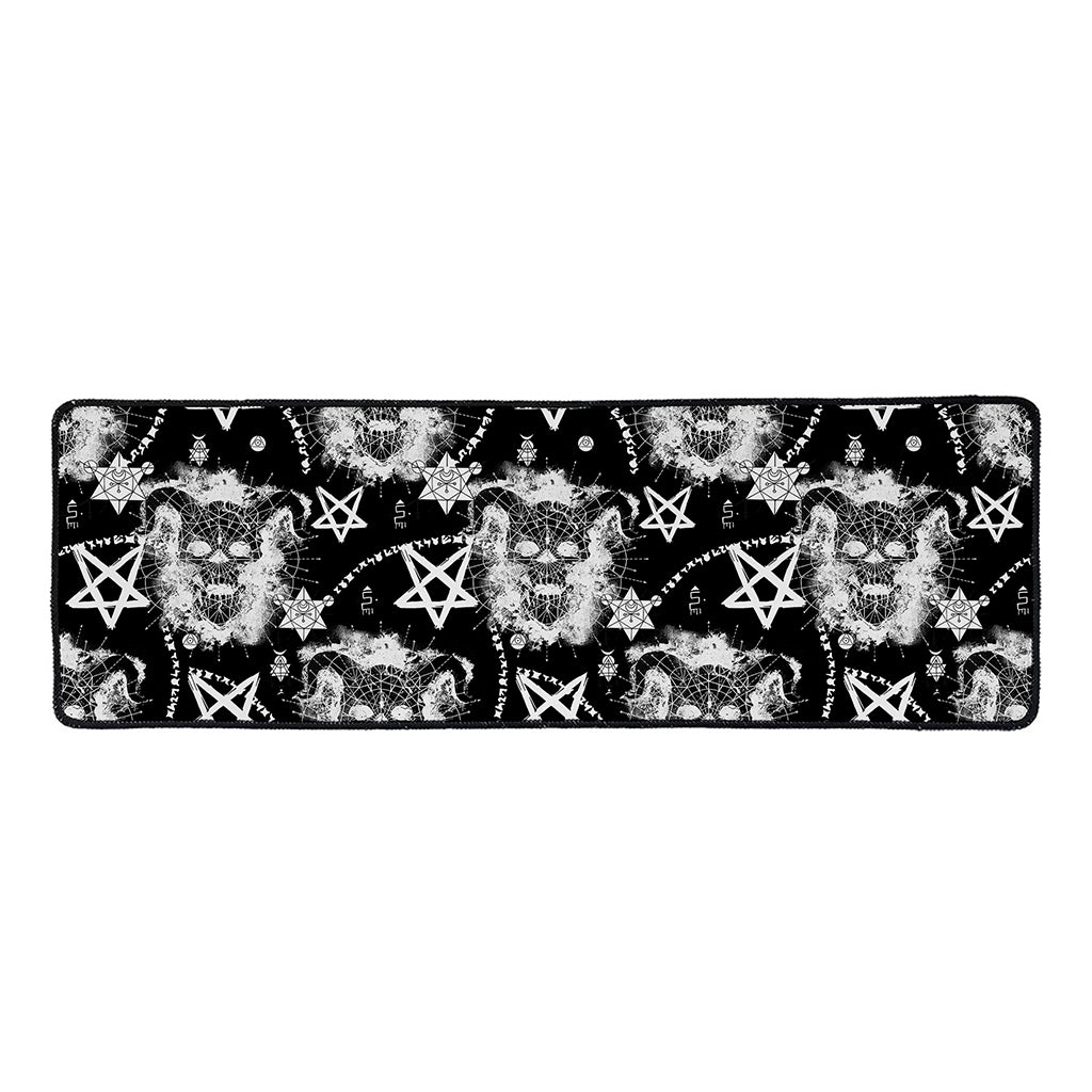 Black And White Wicca Devil Skull Print Long Kitchen Mat