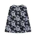 Black And White Wicca Devil Skull Print Long Sleeve Short Coat