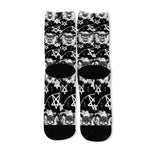 Black And White Wicca Devil Skull Print Long Socks