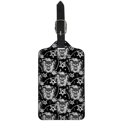 Black And White Wicca Devil Skull Print Luggage Tag