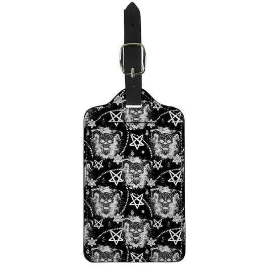 Black And White Wicca Devil Skull Print Luggage Tag