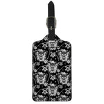 Black And White Wicca Devil Skull Print Luggage Tag