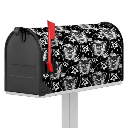 Black And White Wicca Devil Skull Print Mailbox Cover