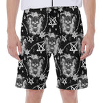 Black And White Wicca Devil Skull Print Men's Beach Shorts