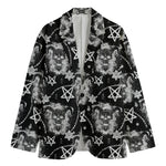 Black And White Wicca Devil Skull Print Men's Blazer