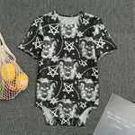 Black And White Wicca Devil Skull Print Men's Bodysuit