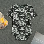 Black And White Wicca Devil Skull Print Men's Bodysuit