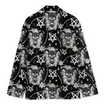 Black And White Wicca Devil Skull Print Men's Cotton Blazer