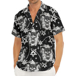 Black And White Wicca Devil Skull Print Men's Deep V-Neck Shirt