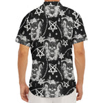 Black And White Wicca Devil Skull Print Men's Deep V-Neck Shirt