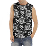 Black And White Wicca Devil Skull Print Men's Fitness Tank Top