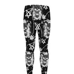 Black And White Wicca Devil Skull Print Men's leggings