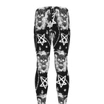 Black And White Wicca Devil Skull Print Men's leggings