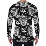 Black And White Wicca Devil Skull Print Men's Long Sleeve T-Shirt