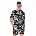 Black And White Wicca Devil Skull Print Men's Romper