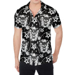 Black And White Wicca Devil Skull Print Men's Shirt