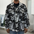 Black And White Wicca Devil Skull Print Men's Shirt Jacket