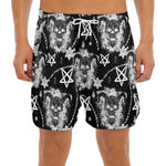 Black And White Wicca Devil Skull Print Men's Split Running Shorts