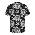 Black And White Wicca Devil Skull Print Men's Sports T-Shirt