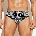 Black And White Wicca Devil Skull Print Men's Swim Briefs
