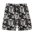 Black And White Wicca Devil Skull Print Men's Swim Trunks