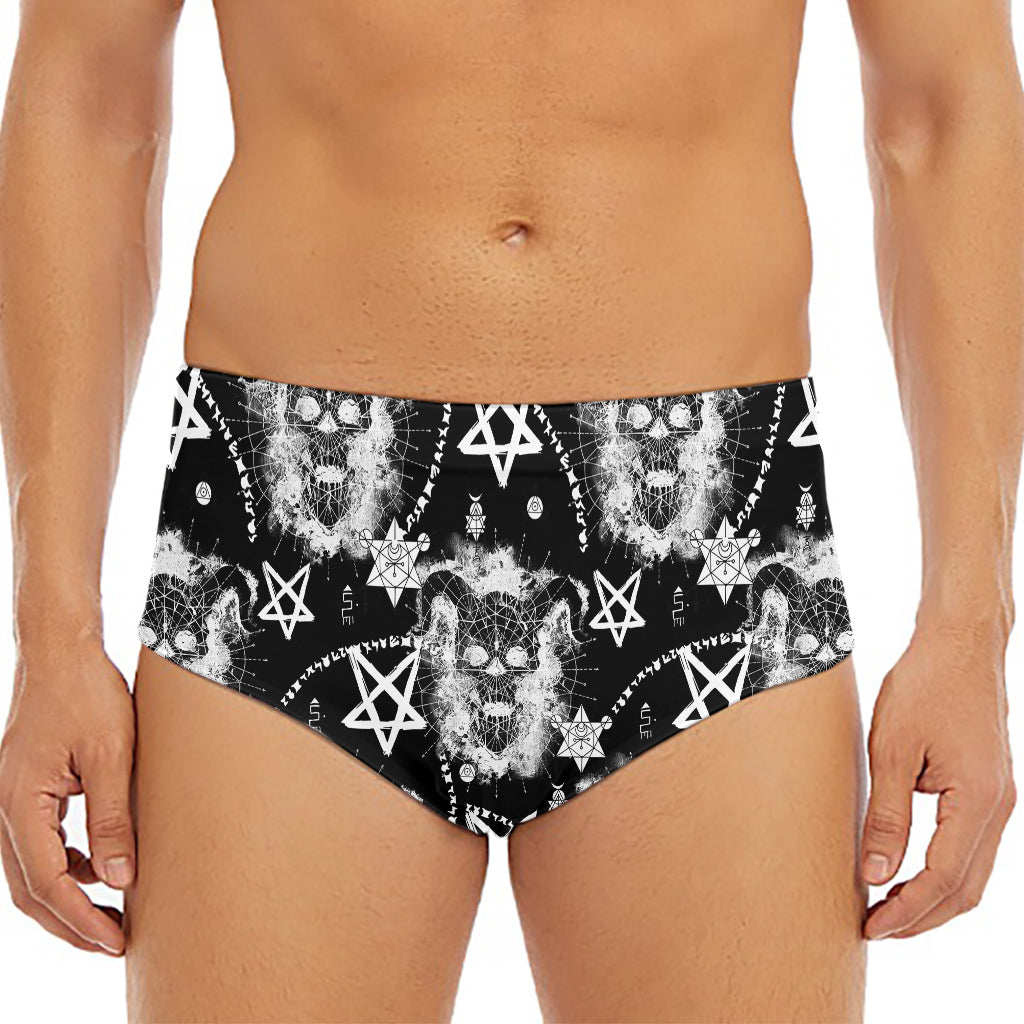 Black And White Wicca Devil Skull Print Men's Triangle Swim Briefs