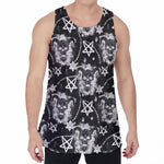 Black And White Wicca Devil Skull Print Men's Velvet Tank Top