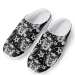 Black And White Wicca Devil Skull Print Mesh Casual Shoes
